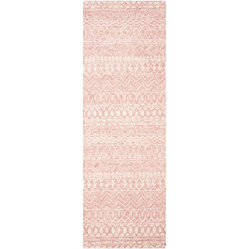 Hand-Tufted Pink and Ivory Wool Runner Rug, 2'3" x 9'
