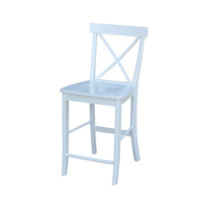 Coastal White Solid Wood 24" Counter Stool