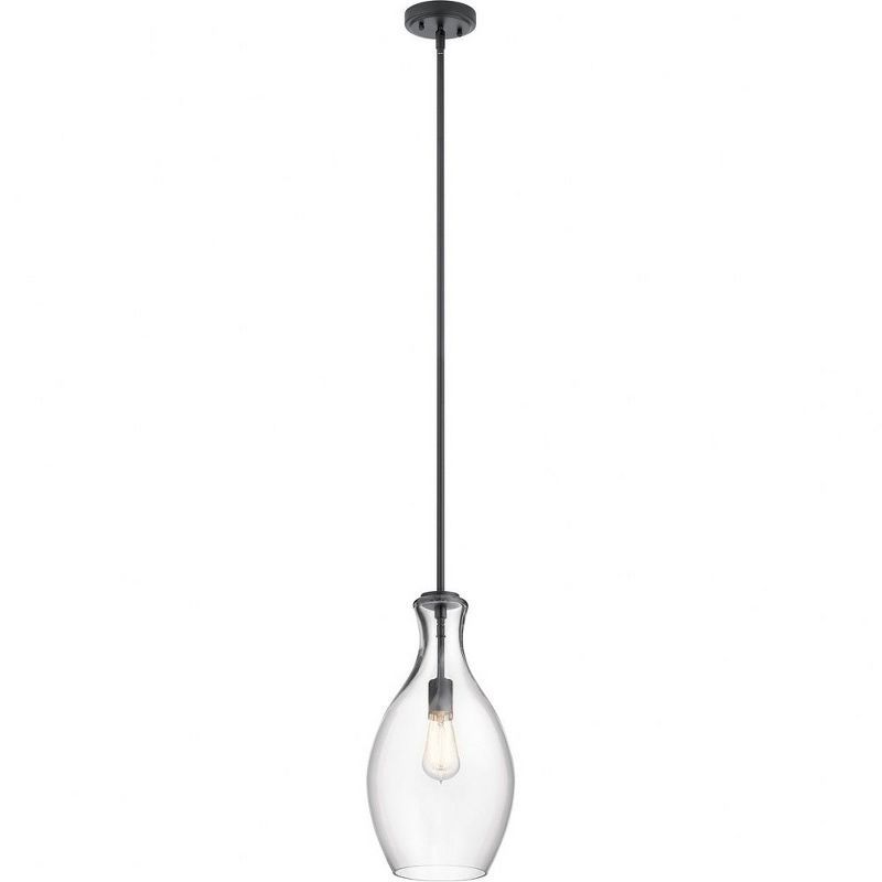 Everly 18" Black Steel and Clear Glass Pendant Light