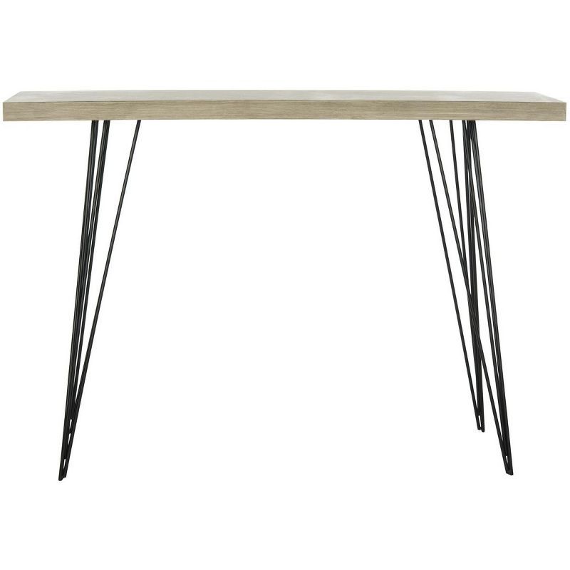 Light Brown Wood and Metal Hairpin Leg Hallway Table