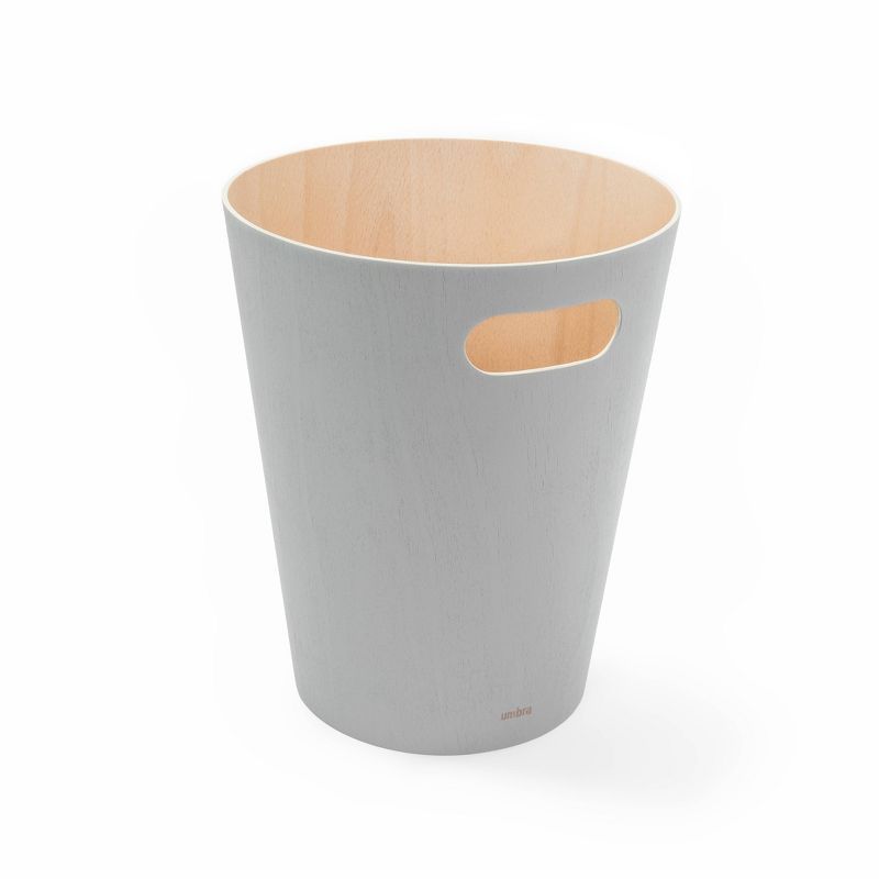 Gray Wood Open Top Bathroom Waste Basket