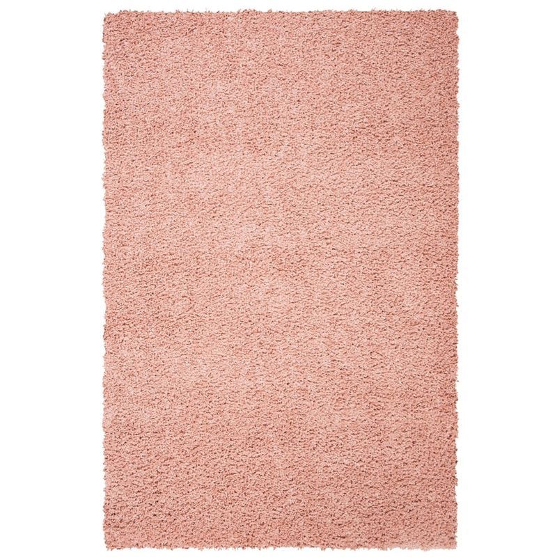 Plush Rose Shag 8' x 10' Hand-Knotted Area Rug with Easy Care Synthetic Yarns