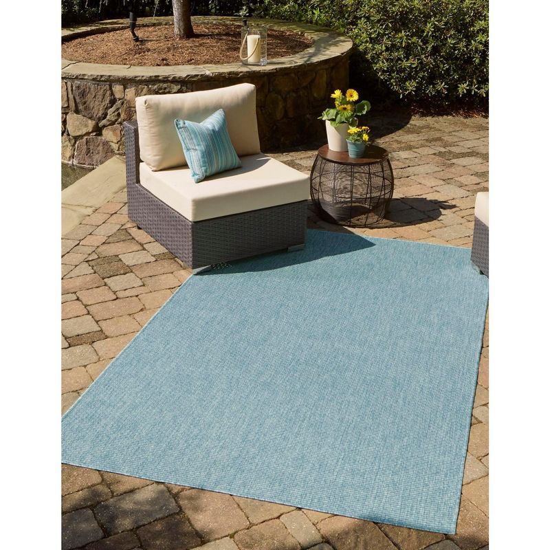 Aquamarine Low Pile Outdoor Rectangle Area Rug