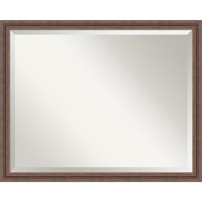 Distressed Rustic Brown Wood Rectangular Bathroom Vanity Mirror