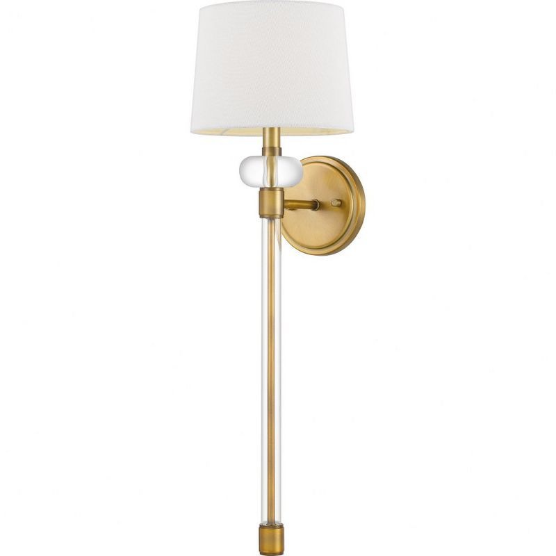 26.5" Weathered Brass Dimmable Wall Sconce with White Shade