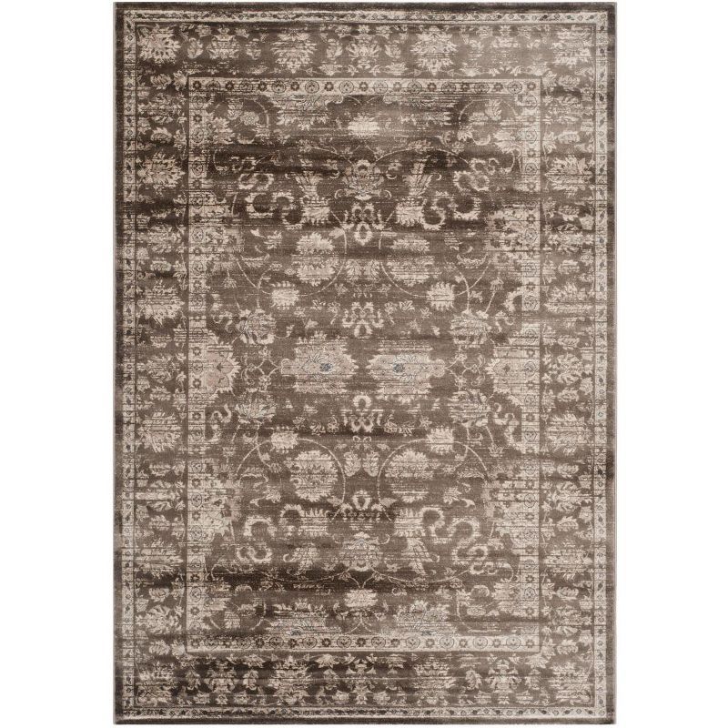 Ivory and Brown Rectangular 5' x 7' Viscose Area Rug