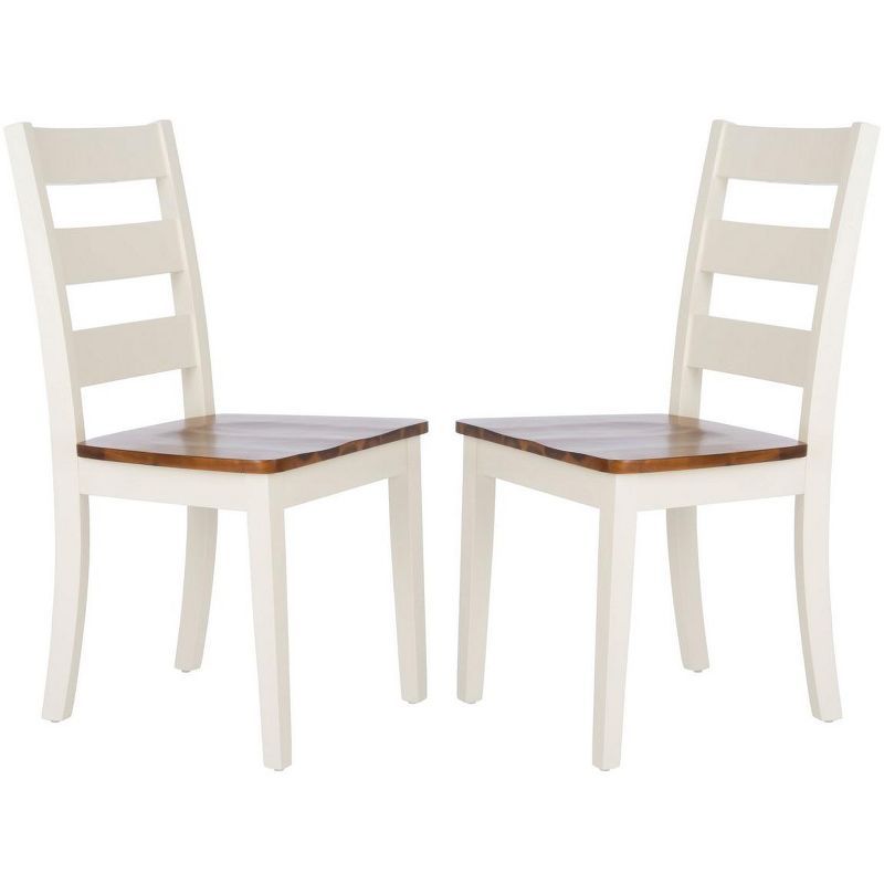 Silio White and Natural Ladder Back Dining Chairs, Set of 2