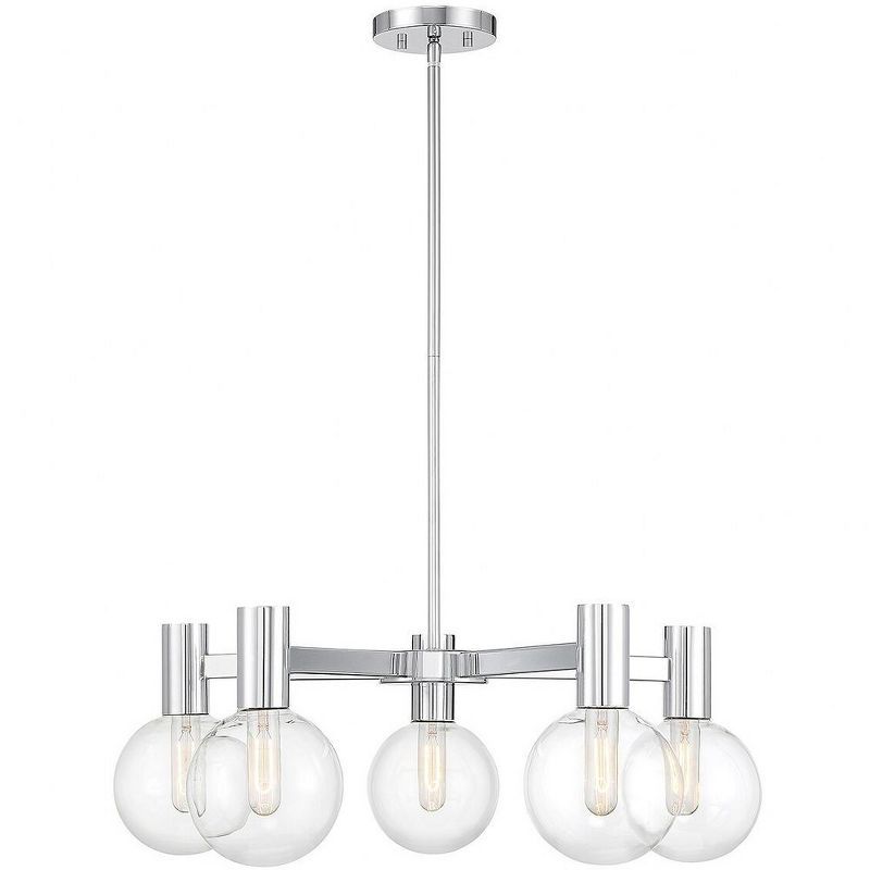 Wright Chrome 5-Light Chandelier with Clear Glass Shades