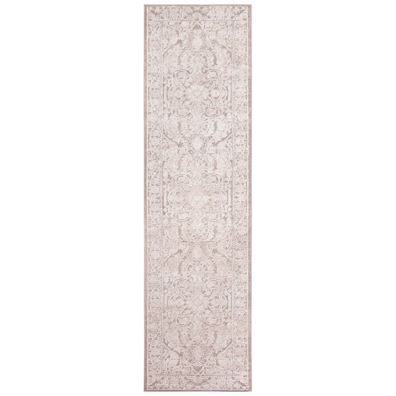 Beige and Cream Floral Synthetic Area Rug, 2'3" x 4'