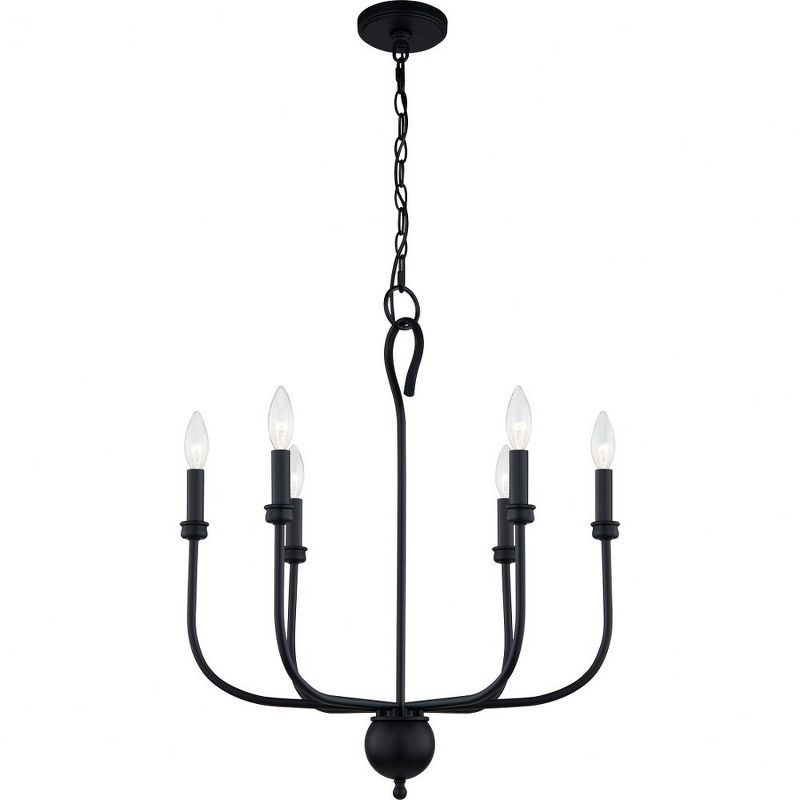 Matte Black 22" Steel Candle-Style Chandelier