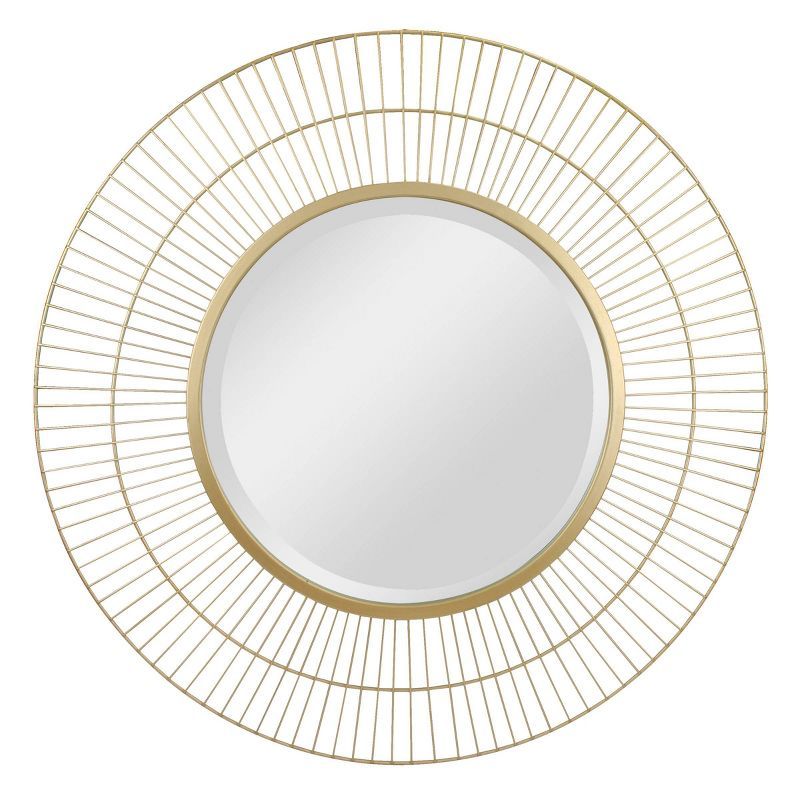 Gold Round Radial Wire Frame Wall Mirror