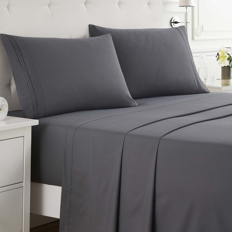 Charcoal Gray Full Deep Pocket Microfiber Bed Sheet Set
