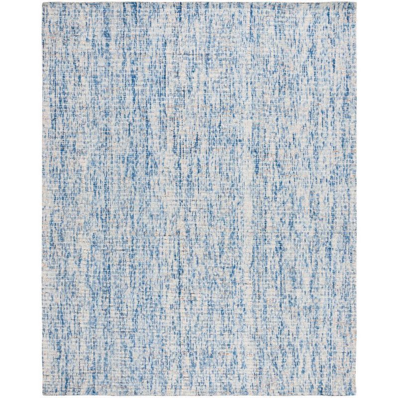 Hand-Tufted Abstract Wool Area Rug 8' x 10' in Dark Blue/Rust