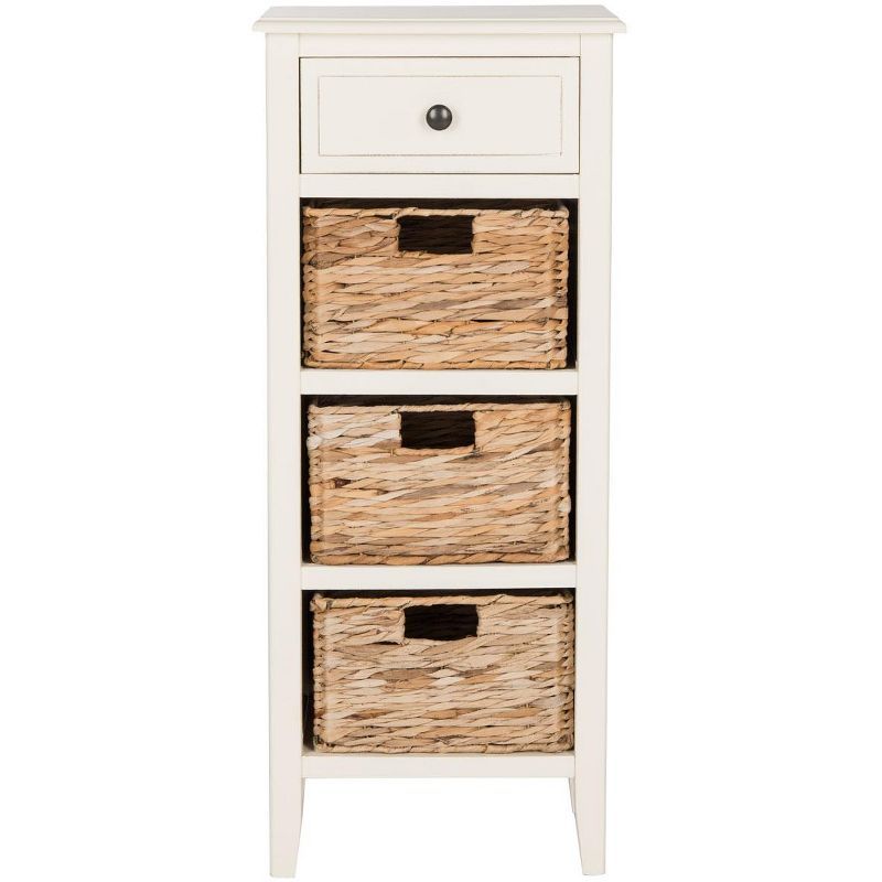 Countryside Charm White Pine 4-Drawer Rectangular Storage Table