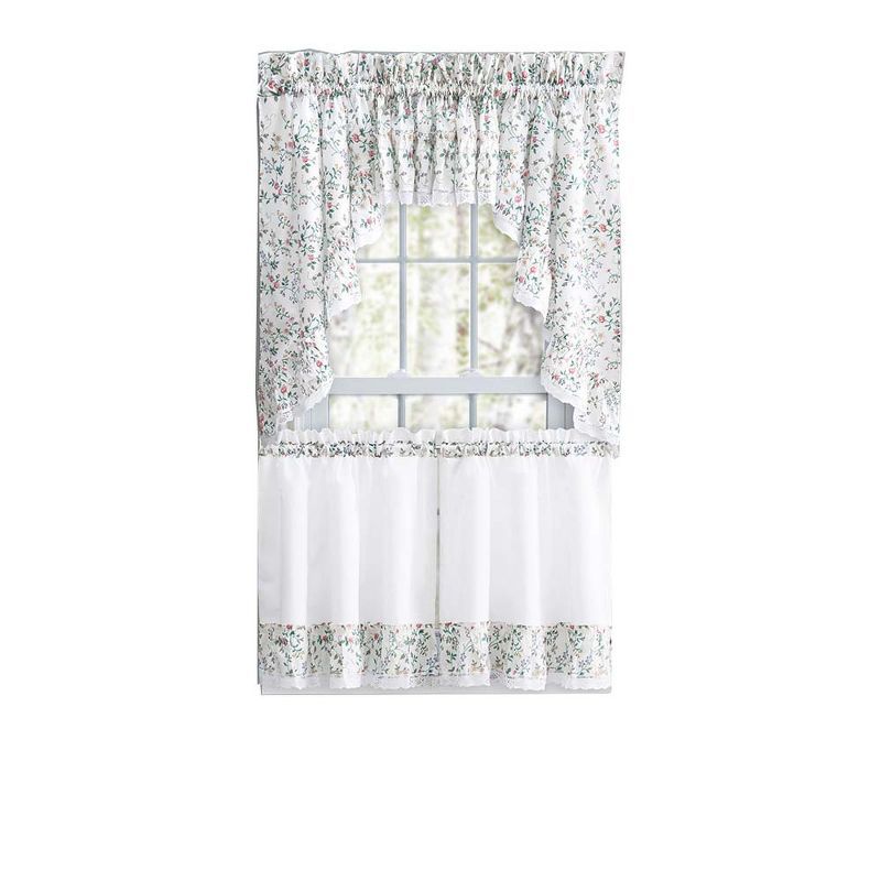 Ellis Country Floral White and Multicolor Rod Pocket Valance 52"x12"