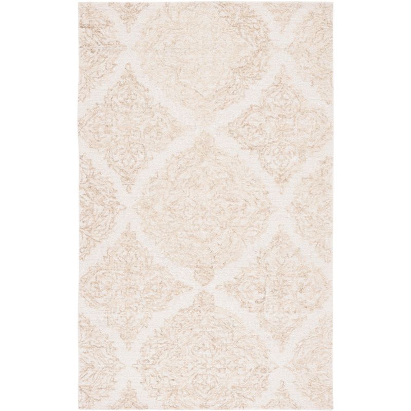 Ivory Abstract Hand-Tufted Wool Rectangular Rug 6' x 9'