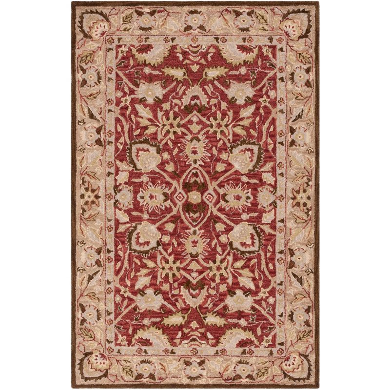 Antiquity Red and Beige Hand-Tufted Wool 4' x 6' Area Rug