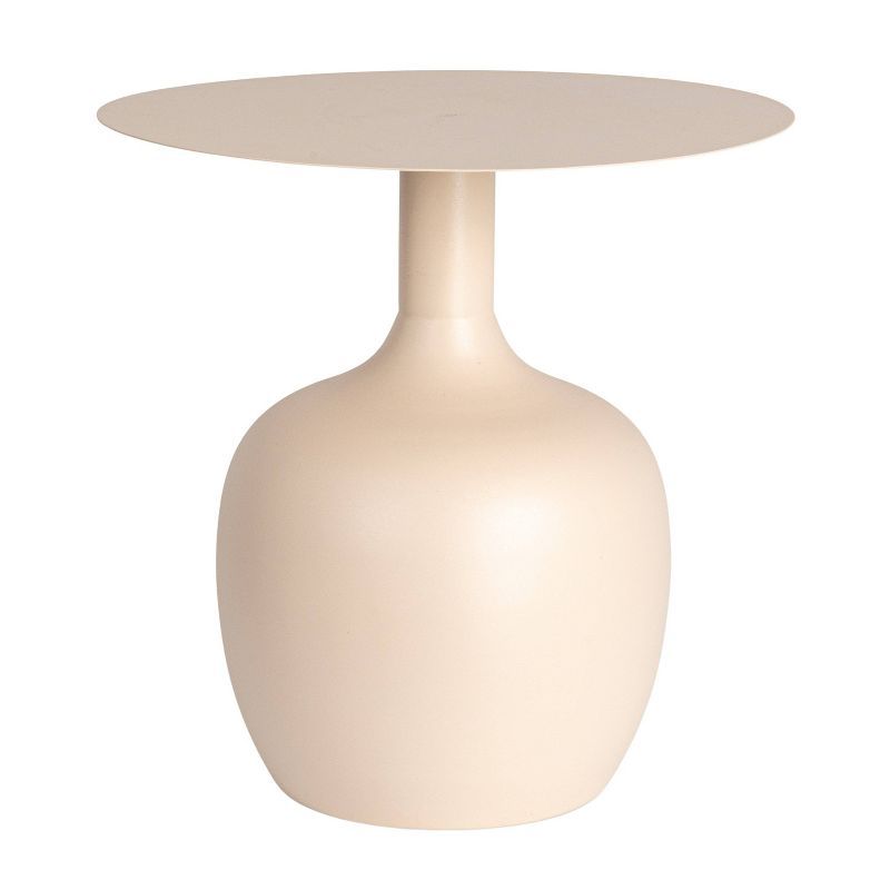 Cream Round Metal 18" Chic Side Table