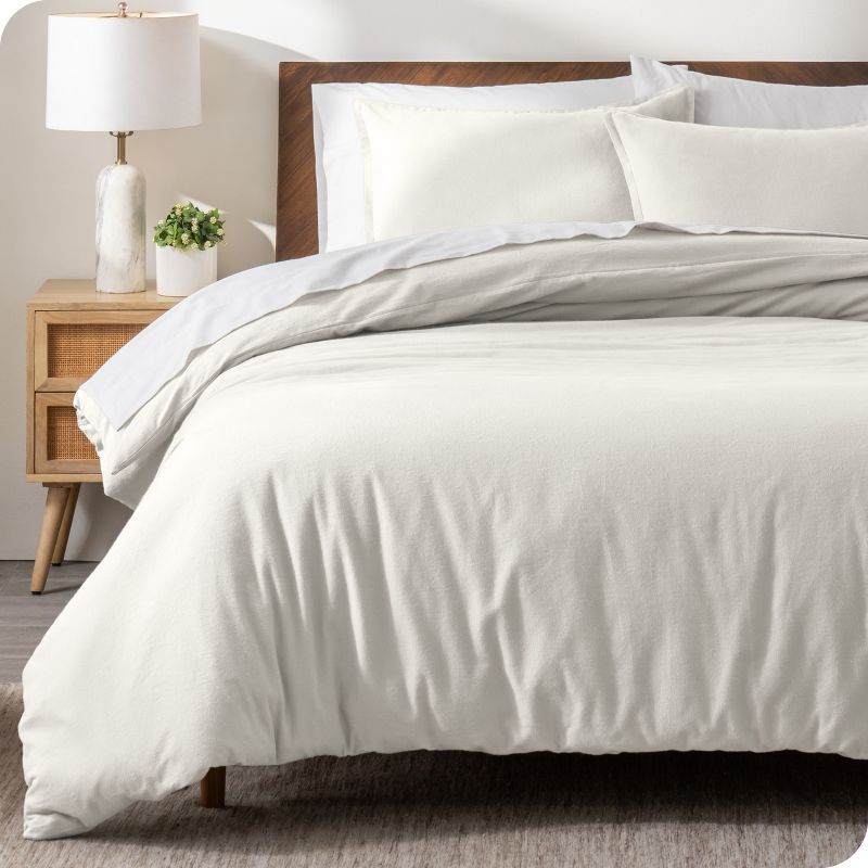 Cream Twin/Twin XL Cotton Flannel Duvet Cover Set