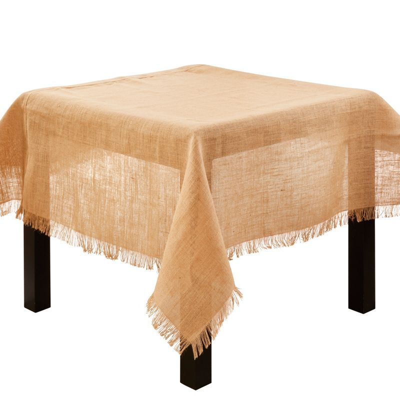 Natural Fringed Jute Square Tablecloth, 20-Inch