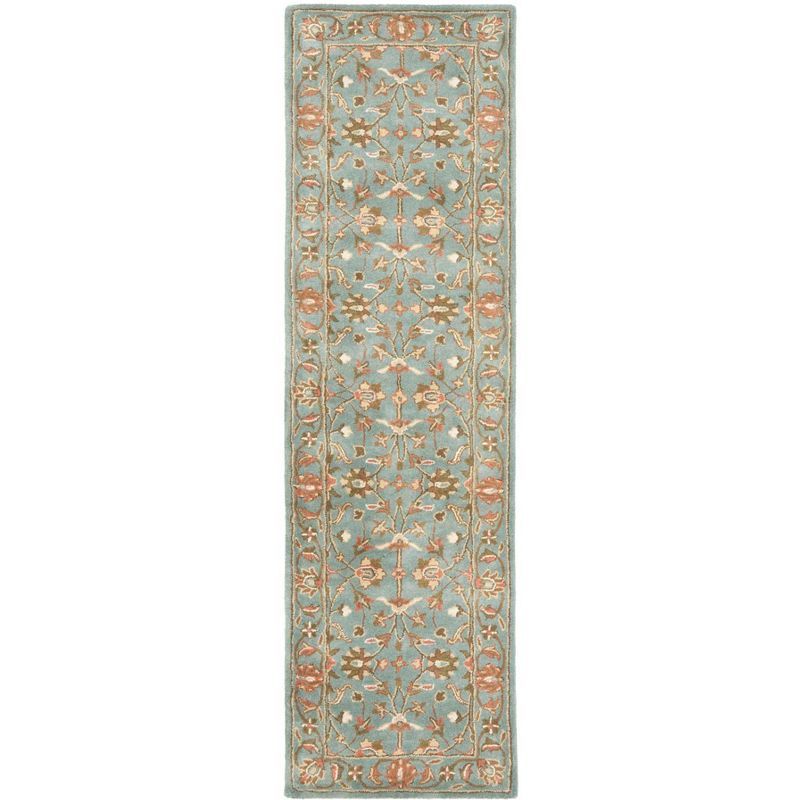 Heritage Blue and Beige Wool Hand-Tufted Runner Rug