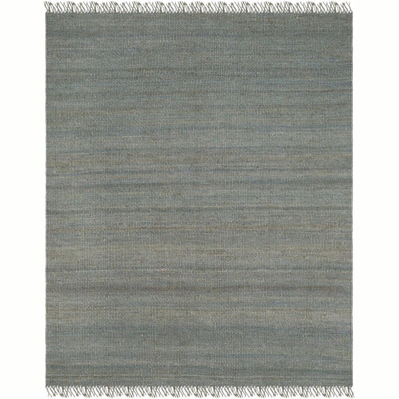 Blue Flat Woven Handmade Reversible Jute Area Rug, 8' x 10'