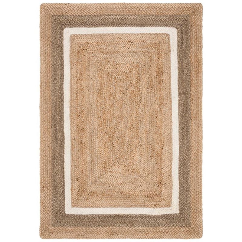 Natural and Gray Handwoven Jute Area Rug, 4' x 6'