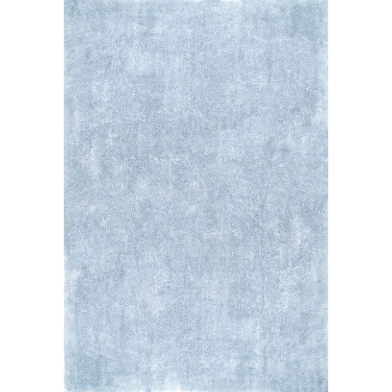 Nuloom Loni Solid 3x5 Machine Washable Accent Shag Indoor Area Rug for Living Room Bedroom Dining Room Nursery Entryway, Light Blue/Ivory