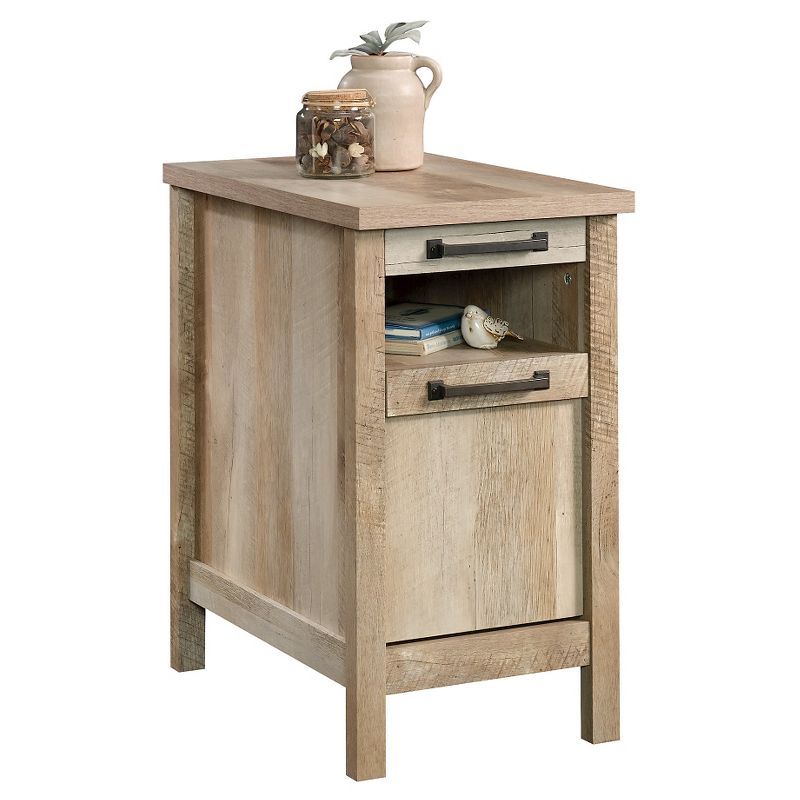 Lintel Oak Wood and Metal Side Table with Storage