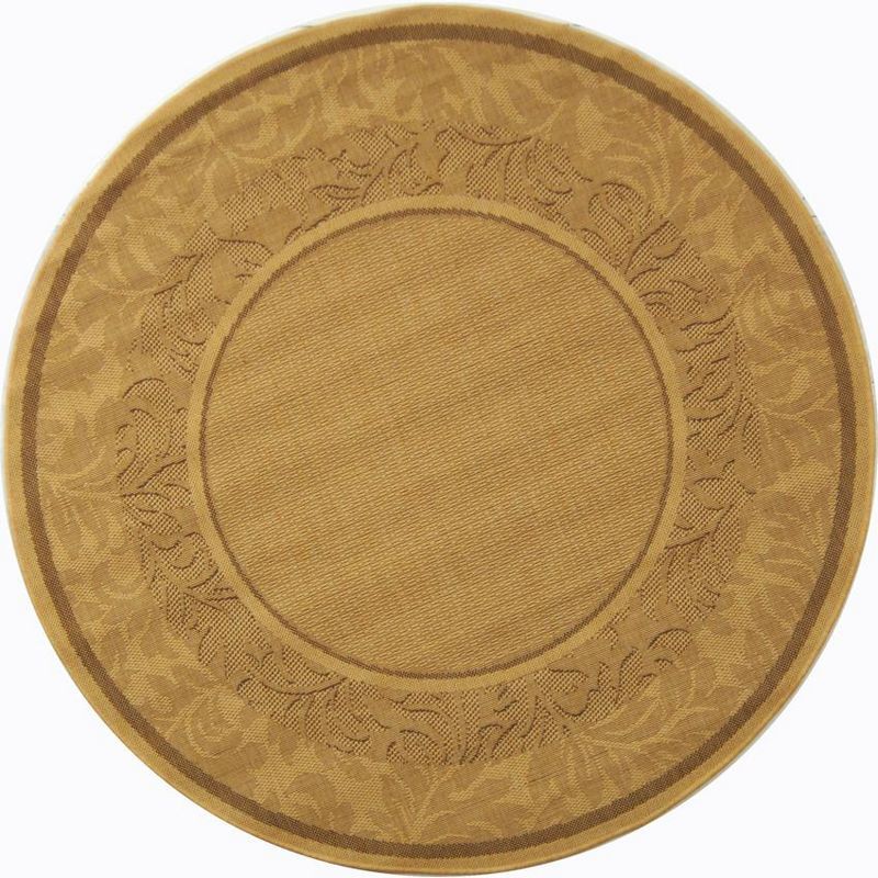 Beige Round Synthetic Indoor/Outdoor Area Rug