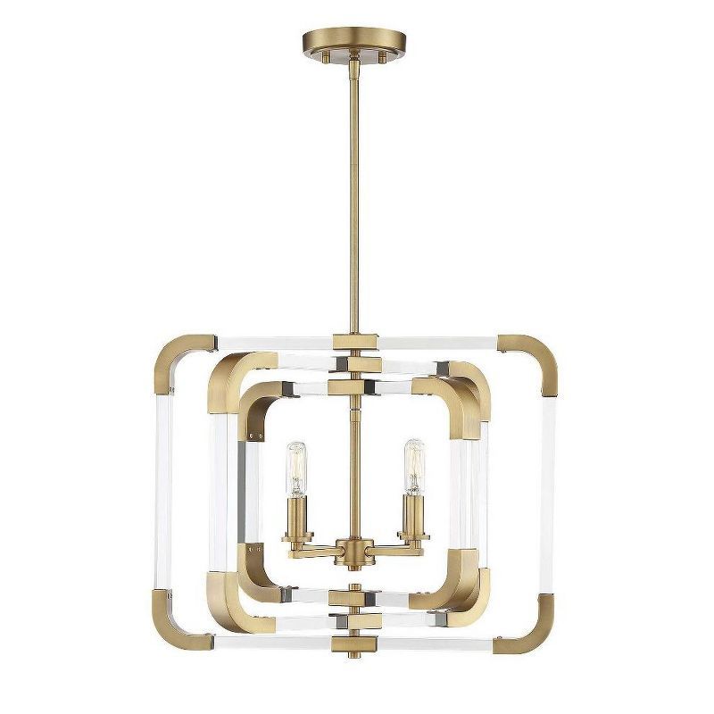 Rotterdam Warm Brass LED Convertible Pendant Light with Acrylic Accents