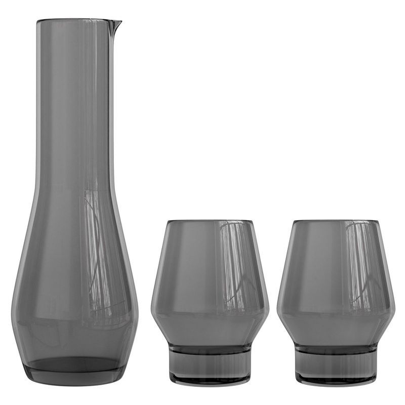 Gray Glass 3-Piece Carafe and Tumbler Set