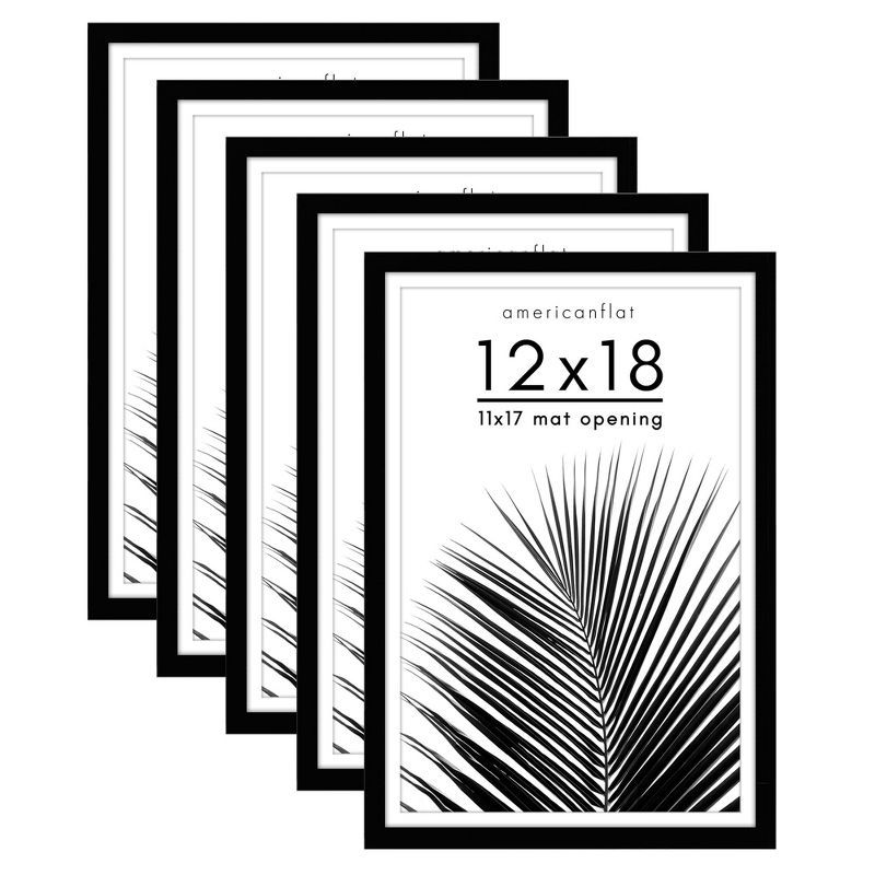 Black Manufactured Wood Wall Picture Frame Set with Plexiglass Cover