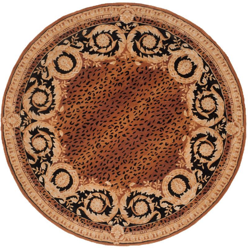 Naples 8' Round Black and Gold Hand-Tufted Wool Area Rug