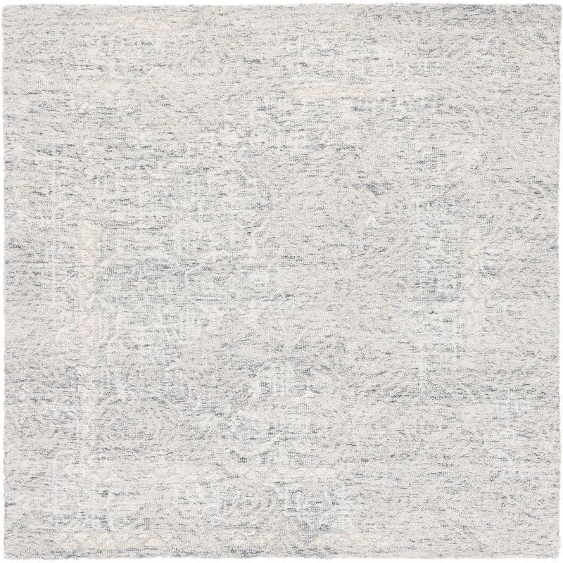 Gray Square Hand-Tufted Wool Area Rug