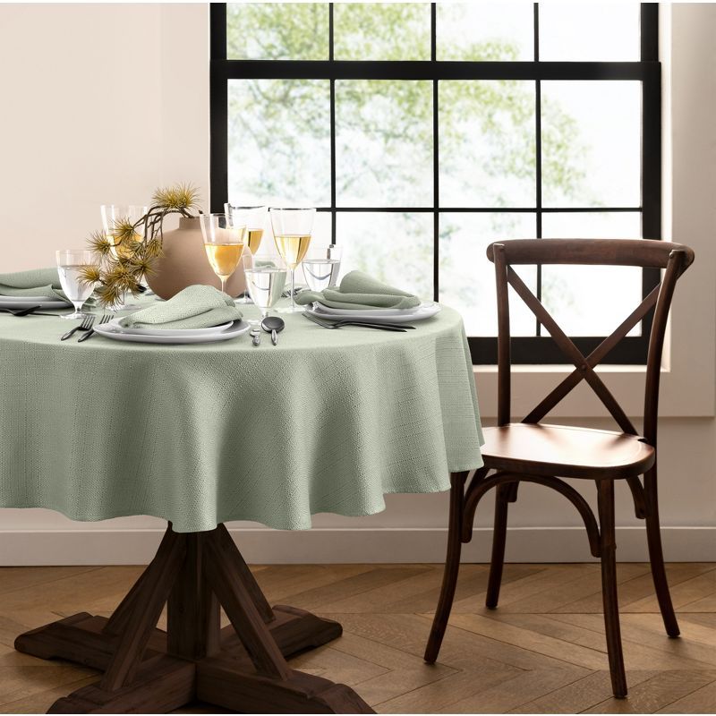 Sage Green Polyester Round Tablecloth with Stain Protection