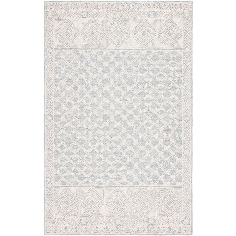 Abstract Harmony 47" Square Hand-Tufted Wool Area Rug in Blue
