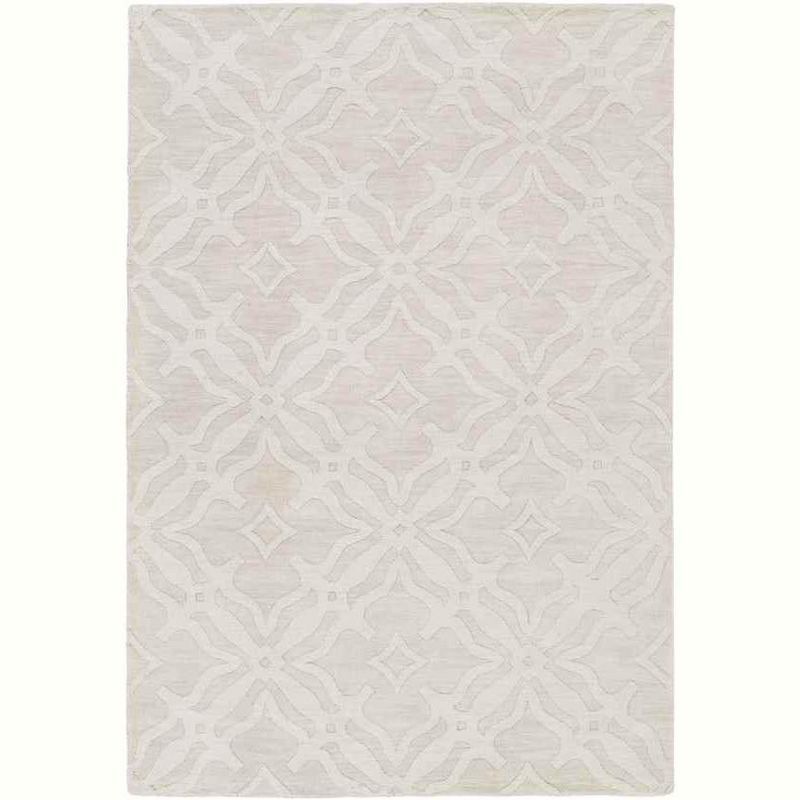 Handmade Gray Floral Wool Rectangular Area Rug 5' x 7'