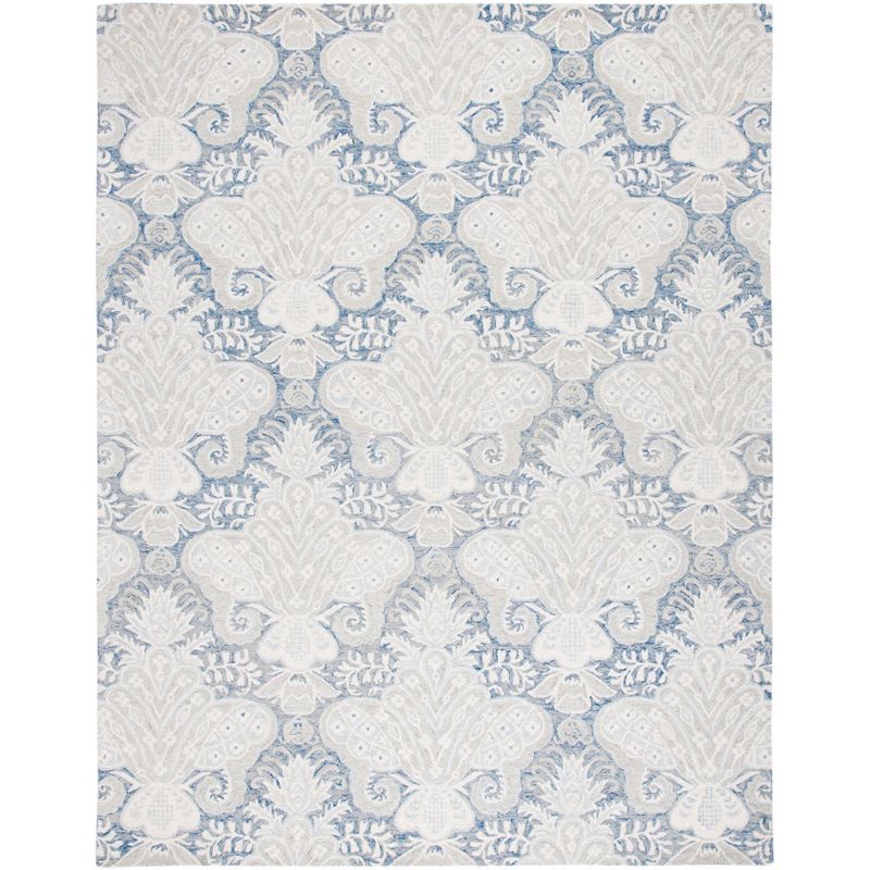 Blue and Ivory Hand-Tufted Wool 8' x 10' Area Rug