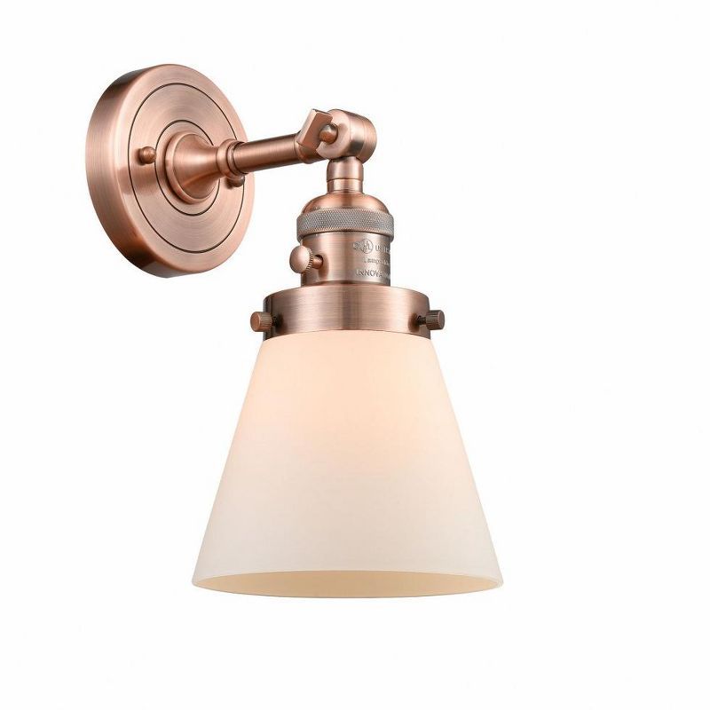 Antique Copper Adjustable Vanity Wall Sconce with Brass Swivel
