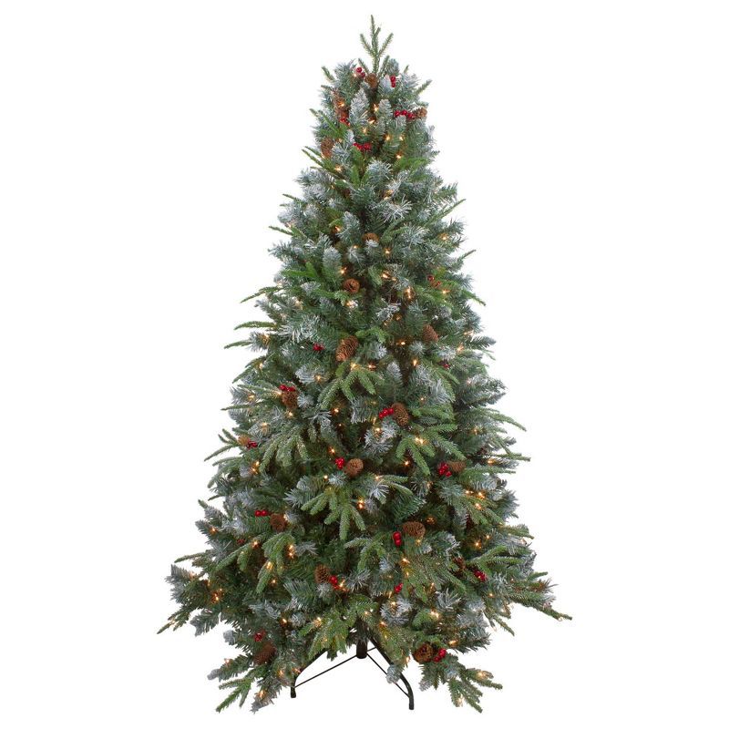 Frosted Winterberry 7ft White Pine Pre-Lit Outdoor Christmas Tree