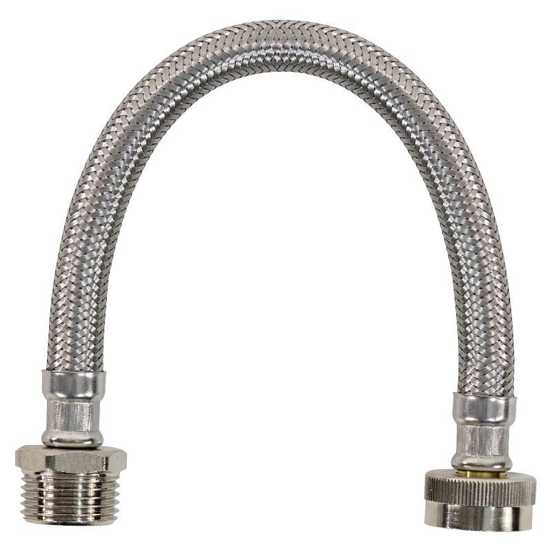 1-Foot Silver Braided Stainless Steel Water-Inlet Hose