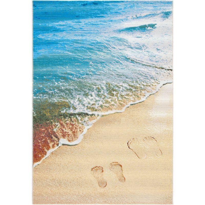 Barbados Bliss Gold & Blue Easy-Care Outdoor Rug 6'6"x9'4"