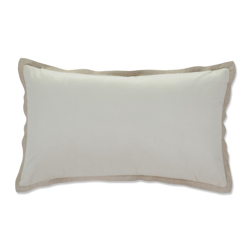 Ivory Velvet Flange Rectangular Lumbar Pillow with Feather Insert