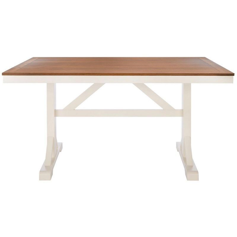 Contemporary Akash 62" White and Natural Wood Dining Table