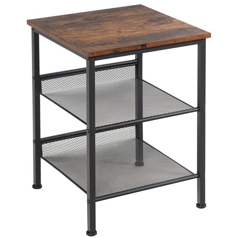 Rustic Brown 3-Tier Wood and Metal End Table