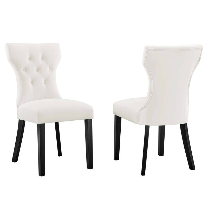 Elegant Hourglass White Faux Leather Parsons Side Chair