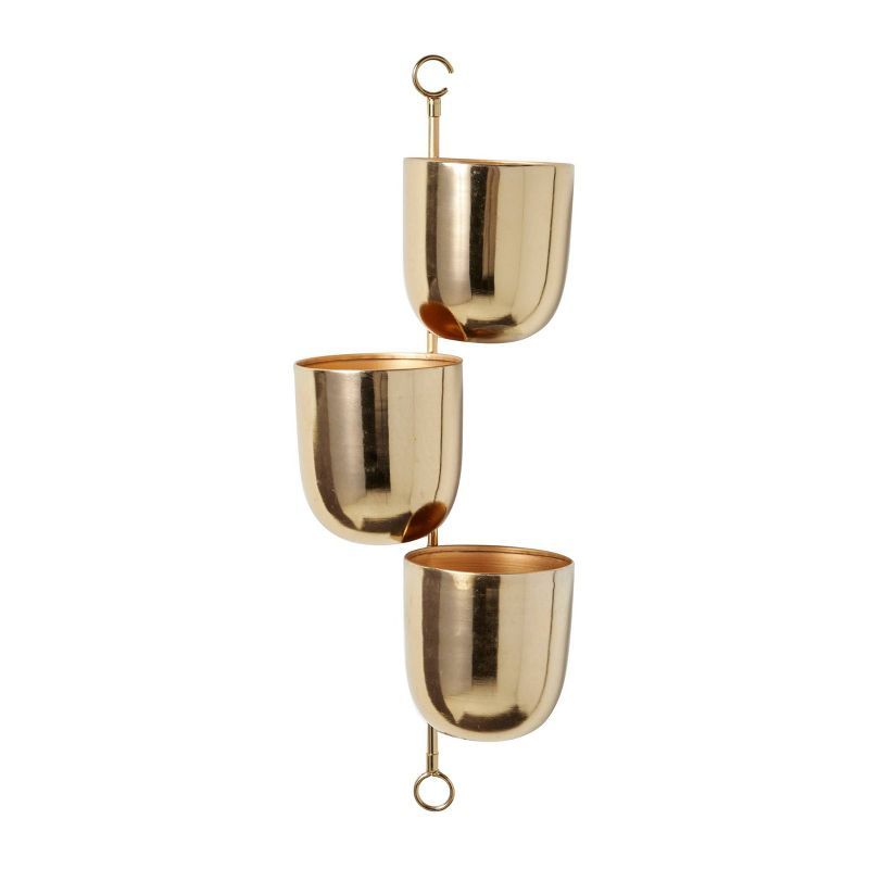 Gold Metal 3-Tier Indoor/Outdoor Hanging Wall Planter