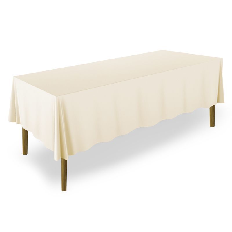 Ivory Polyester Fabric Rectangular Tablecloth for Weddings and Banquets