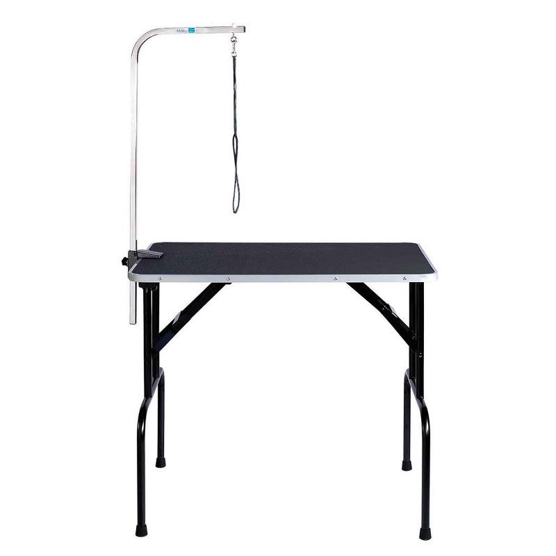 Black PVC Folding Dog Grooming Table with Arm